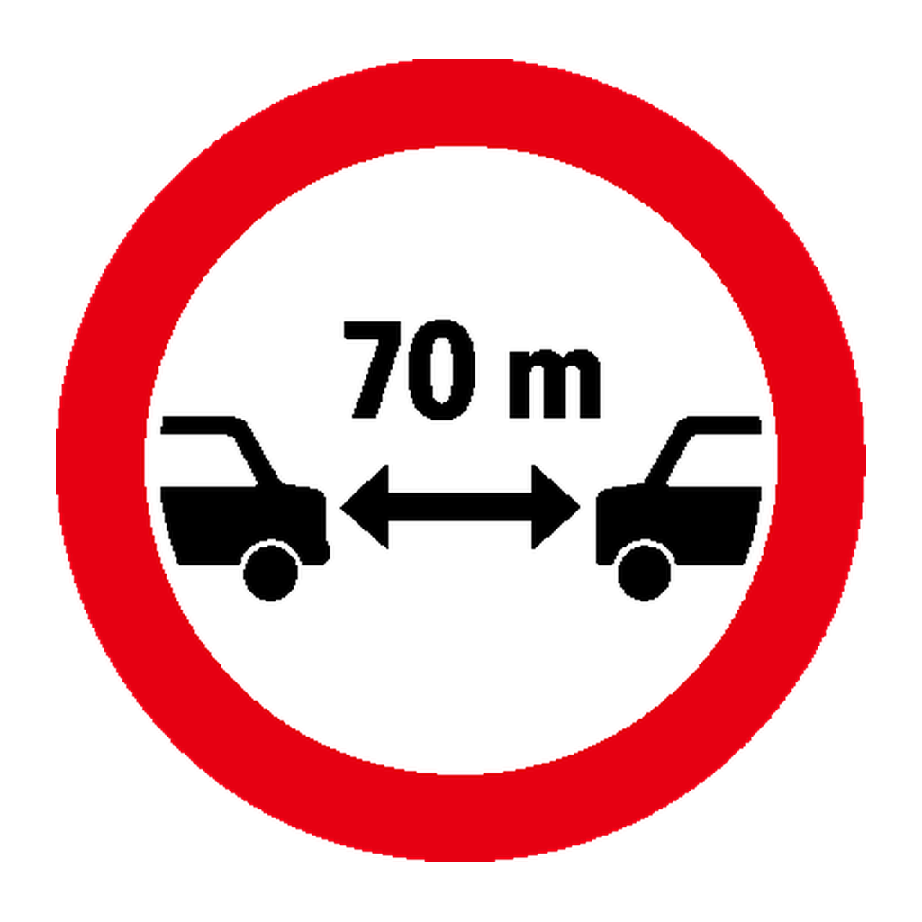 Proibição de transitar a menos de ... m do veículo precedente