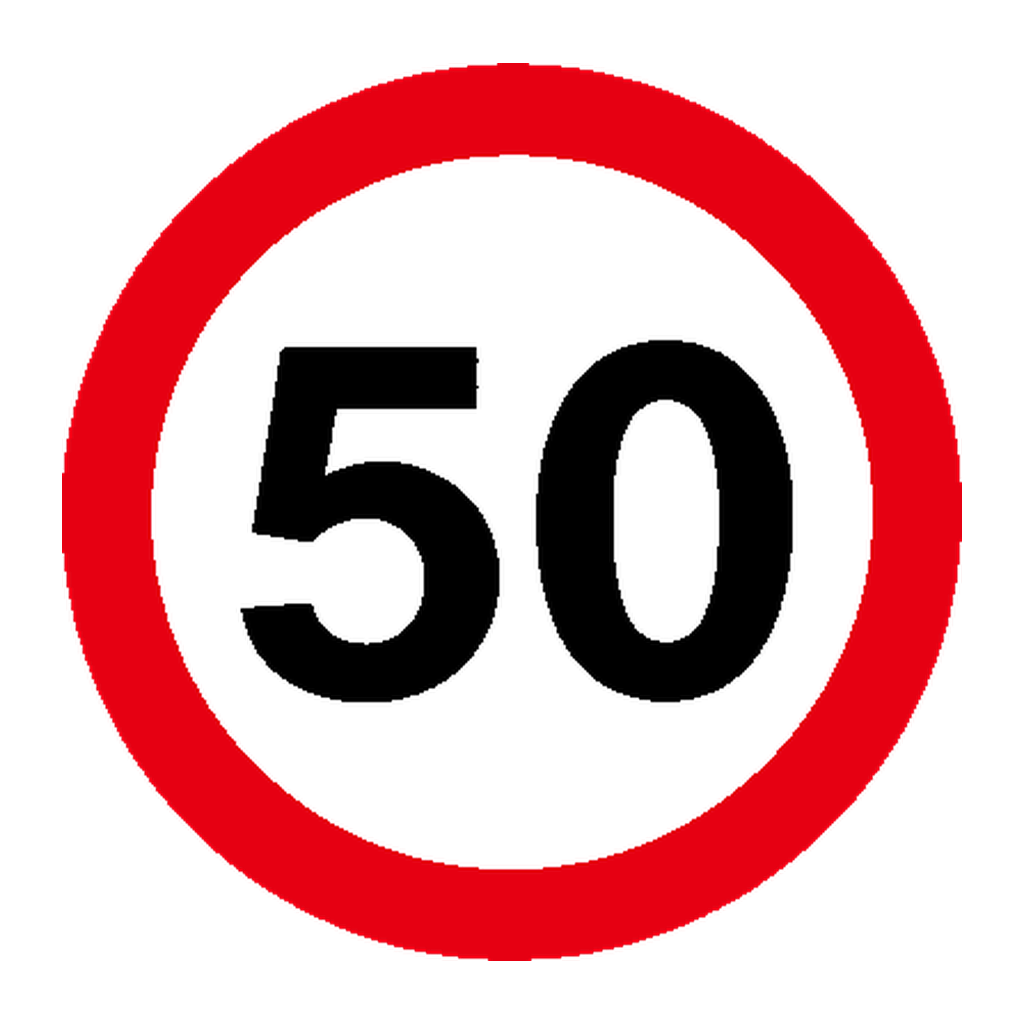 Proibição de exceder a velocidade máxima de ... km/h