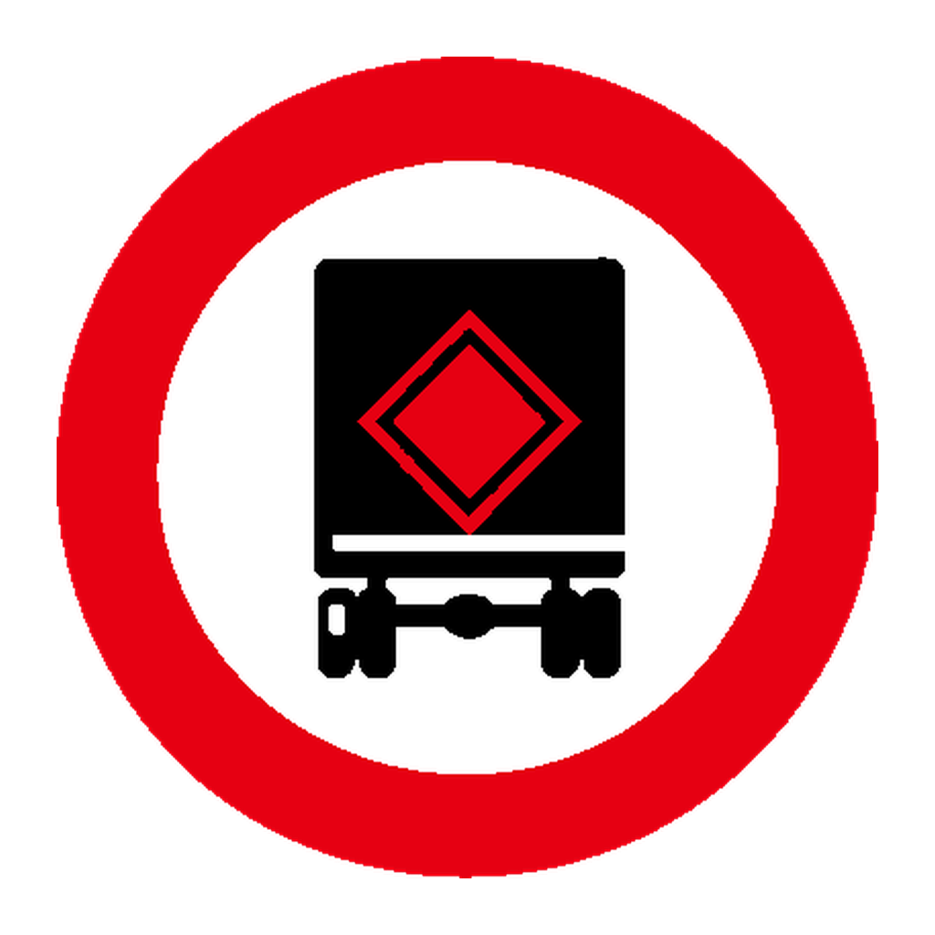 Trânsito proibido a veículos transportando mercadorias perigosas