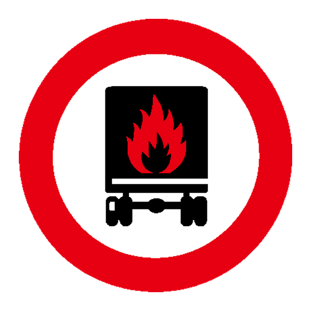 Trânsito proibido a veículos transportando produtos facilmente inflamáveis ou explosivos