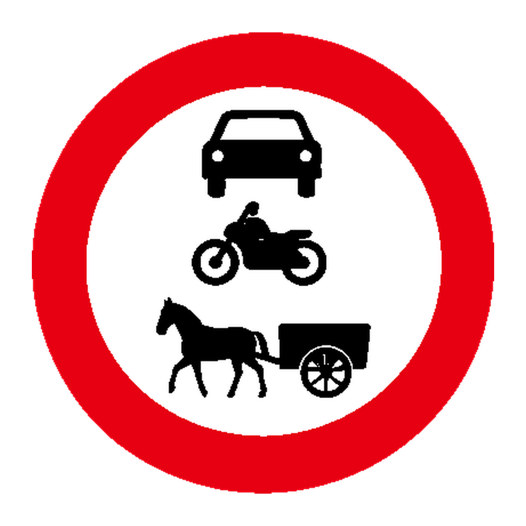 Trânsito proibido a automóveis, motociclos e veículos de tração animal