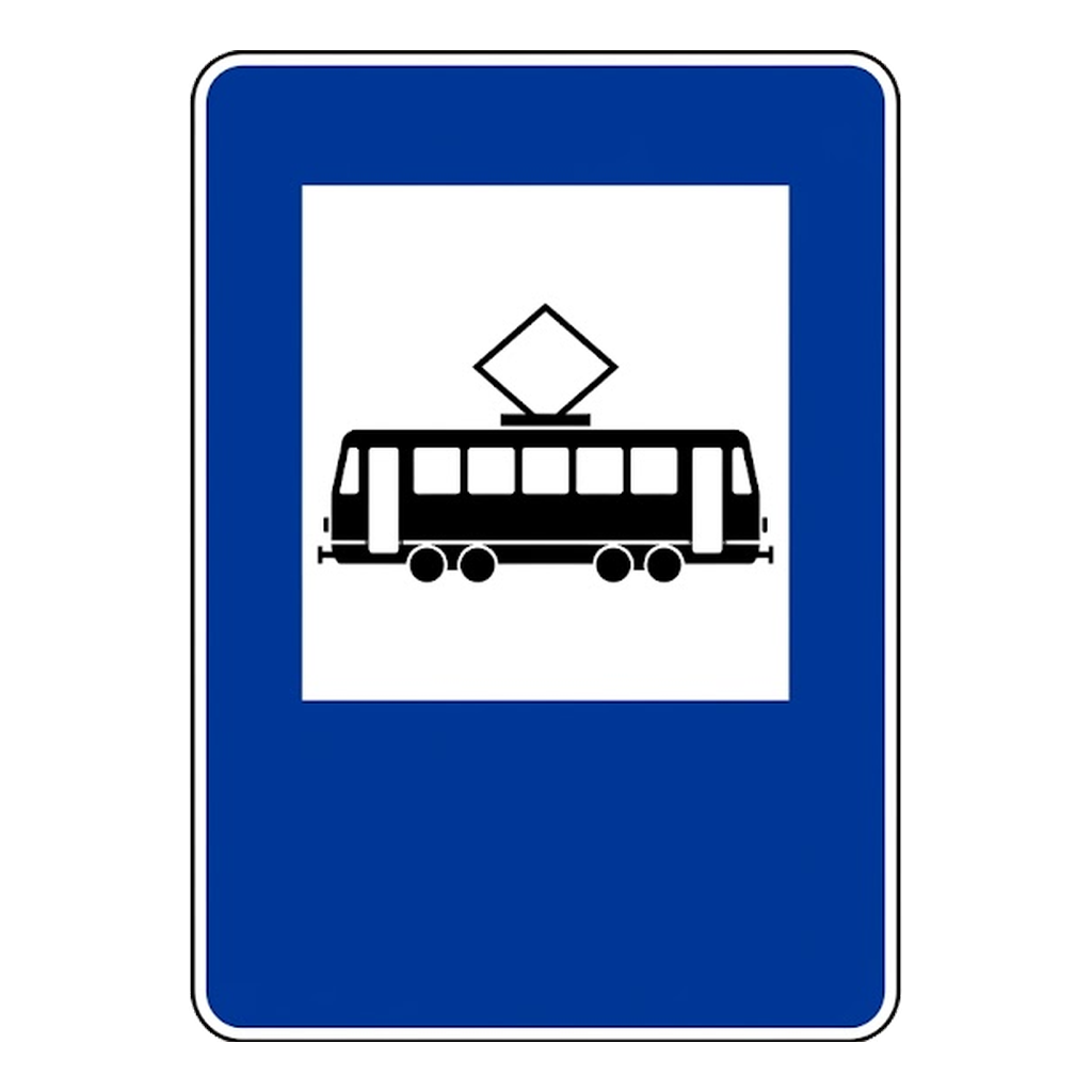 Paragem de transporte coletivo sobre carris