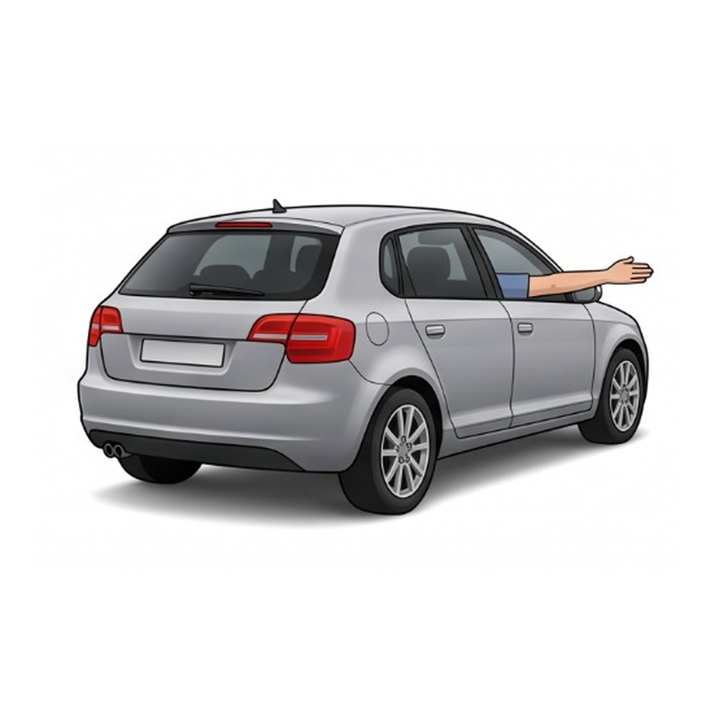 Gesto manual — vou voltar para o lado do volante